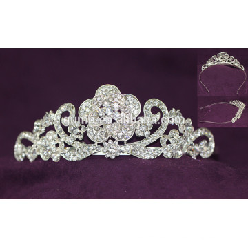 Nueva corona nupcial cristalina de la tiara de la boda del Rhinestone del diseño de la venta caliente